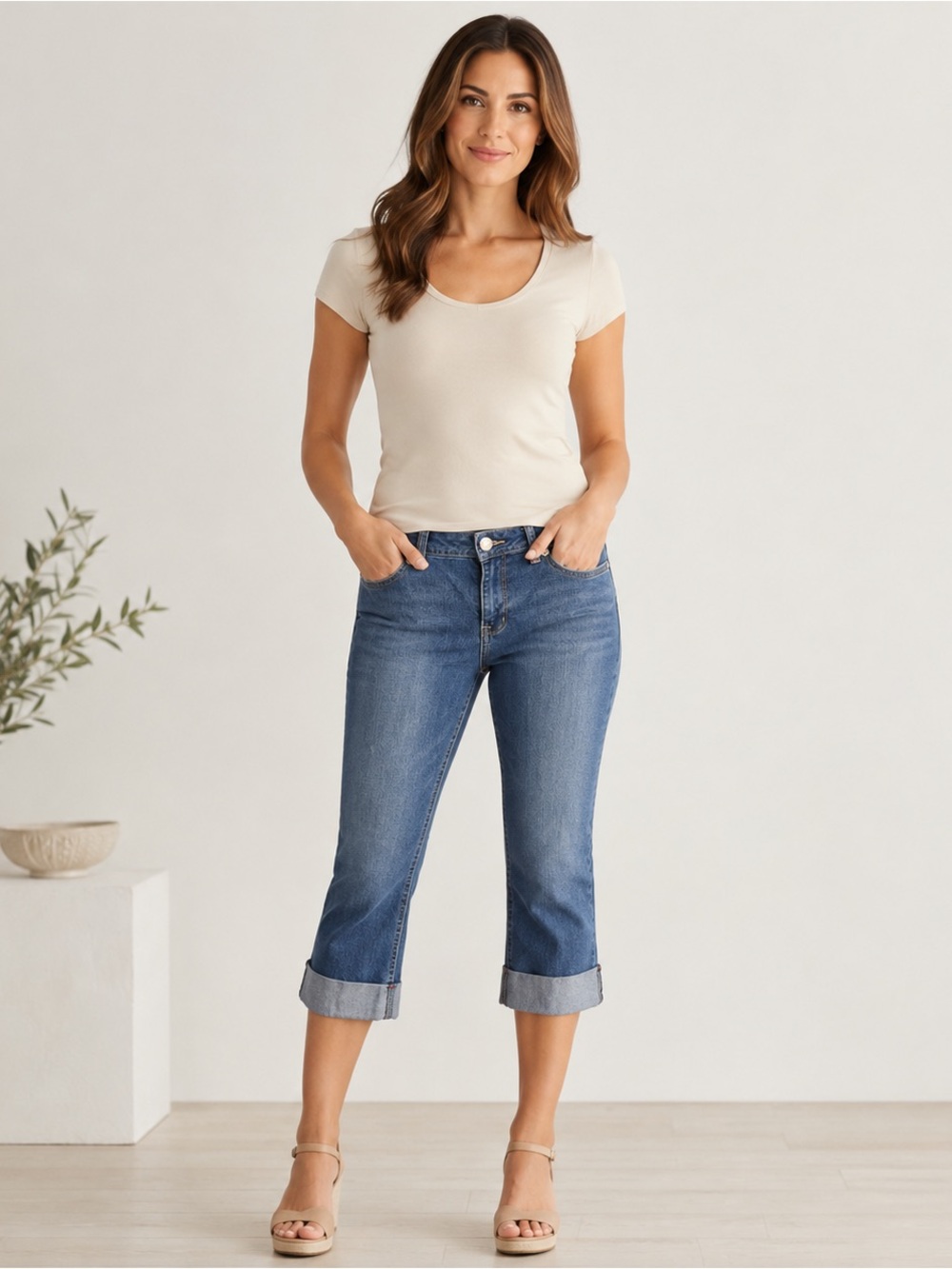 No Boundaries Junior Blue Soft Denim Capri Jeans Size 13